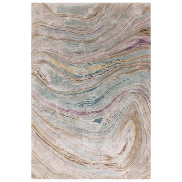 Katherine Carnaby Tuscany Modern Abstract Marbled Shimmer Smooth Soft-Touch High-Density Handmade Bamboo Silk/Wool Abalone Marble Multicolour/Green/Pink/Gold/Neutral Rug-Asiatic Carpets-Rug Love - The Most Loved Rug Store